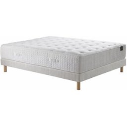 Nuit Céleste - Ensemble matelas mousse haute résilience Callisto H29 cm accueil mémoire de forme, garnissage cachemiresommier blanc pieds de poule - 140x190 cm 140x190 cm