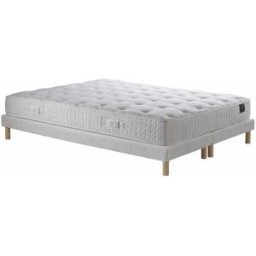Nuit Céleste - Ensemble matelas ressorts ensachés Artemis 2 mémoire de forme, garnissage cachemire, H26 cm, sommiers blanc pieds de poule - 180x200 cm 180x200 cm