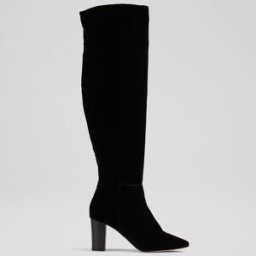 L.K. Bennett - Bottes en Velours de Cuir Courtney noires - Talon 7,5 cm 36