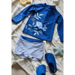 Petit Béguin Maillot de bain bébé 2 pièces t-shirt de protection UV et boxer Brasilia