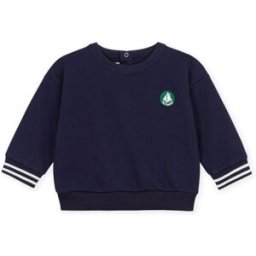 Petit Bateau Sweat Badge Coton Bio Bleu marine 6 mois