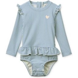 Liewood Maillot de Bain Manches Longues Sille Rayé Seersucker Fibres Recyclées Bébé Bleu 6 mois