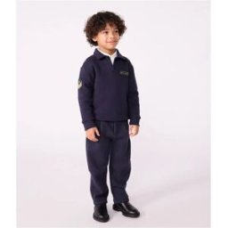 Petit Bateau Sweat Col Polo Badges Bleu marine 3 ans