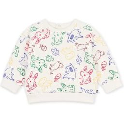 Petit Bateau Sweat Animaux Bébé Coton Bio Ecru 6 mois