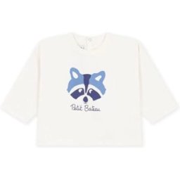 Petit Bateau T-shirt Animal Coton Bio Ecru 3 mois