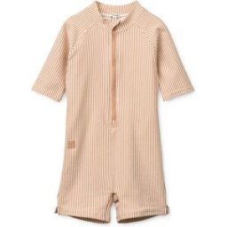 Liewood Combinaison de Bain Anti-UV Max Rayée Seersucker Fibres Recyclées Rose 12 mois