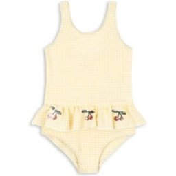 Konges Sløjd Maillot de Bain Volants Etta Carreaux Cerises Jaune 2 ans