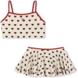 Konges Sløjd Maillot de Bain Jupe Pailleté Manon Cœurs Ecru 4 ans