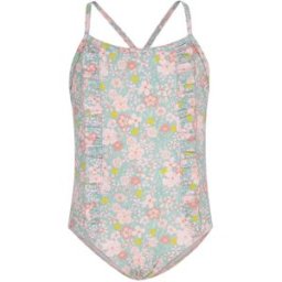 Petit Bateau Maillot de Bain Volants Fleuri Turquoise 4 ans