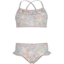 Petit Bateau Maillot de Bain 2 Pièces Volants Fleuri Bleu gris 4 ans