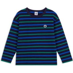 Petit Bateau T-shirt Marinière Badge Bleu 3 ans