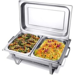 Bc-elec - F433-2 Réchaud Chauffe-plats 2x GN1/2 bain marie avec couvercle, 60x37x29cm