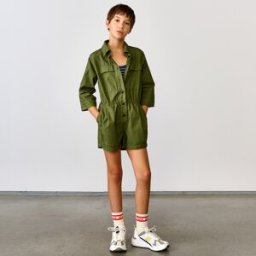 Bellerose - Combinaison short Aerial en Coton vert kaki 4 A