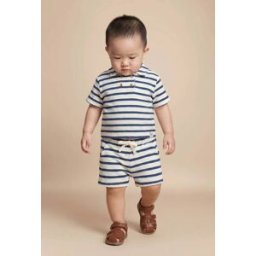 BOUT'CHOU Short en jersey rayé en coton BIO GOTS 9 mois