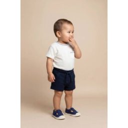 BOUT'CHOU Short taille élastique uni en molleton en coton BIO GOTS 18 mois