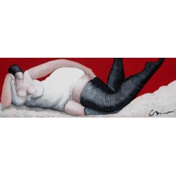 Sophie en guêpière sur fond rouge 2/2