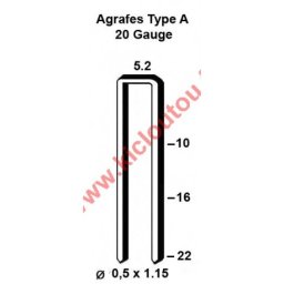 Agrafes type A - 22mm Galva - Boite de 5000