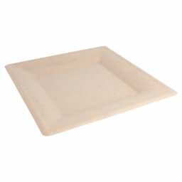 Assiette carr en cellulose naturelle fibre de canne sucre -Naturel