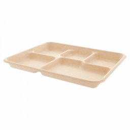 Plateau repas en cellulose naturelle fibre de canne sucre -Naturel -
