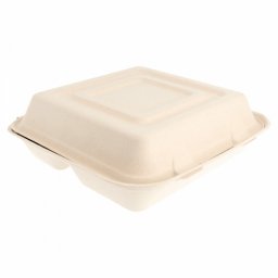 Coque 3 compartiments en cellulose naturelle fibre de canne sucre