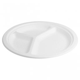 Assiette en cellulose naturelle fibre de canne sucre 3 compartiments