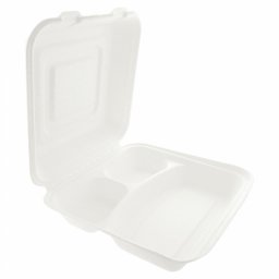Coque 3 compartiments en cellulose naturelle fibre de canne sucre -
