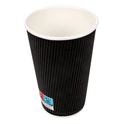 Gobelet NOIR double paroi en carton 48 cl pour caf et boissons