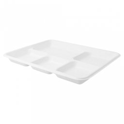 Plateau repas en cellulose naturelle fibre de canne sucre - Blanc -
