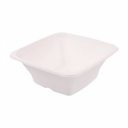 Saladier carr en cellulose naturelle fibre de canne sucre Blanc -