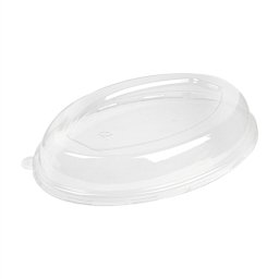 Couvercle en PET pour assiette creuse ovale en cellulose naturelle -