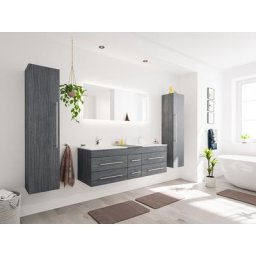 Ensemble meuble de SDB Roma XL 4 pièce incl. miroir LED en charbon antique