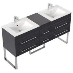 Meuble salle de bain double vasque Roma XL anthracite satiné à poser