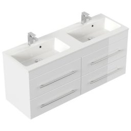 Meuble salle de bain Firenze 140 en blanc brillant