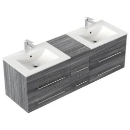 Meuble salle de bain double vasque Roma XL décor chêne argenté