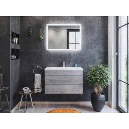 Mars 800 Slimline avec miroir LED meuble de salle de bain Aspect Béton