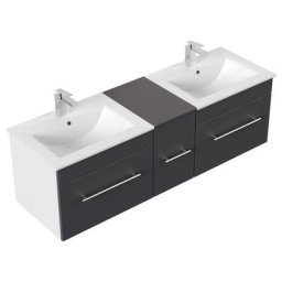 Meuble salle de bain double vasque ROMA SoftClose anthracite satiné