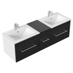 Meuble salle de bain double vasque ROMA SoftClose noir satiné