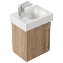 Meuble SDB avec vasque de Geberit Icon 38 cm décor chêne gauche