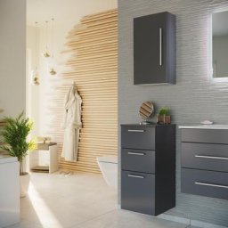 Ensemble de colonne- Meuble bas 75 cm et Meuble haut 62 cm anthracite satiné