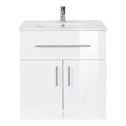 Meuble salle de bain DOMINO 750 SoftClose blanc brillant à poser