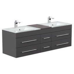 Meuble salle de bain VITRO XL double vasque en verre en anthracite satiné