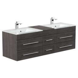 Meuble salle de bain VITRO XL double vasque en verre en décor charbon antique