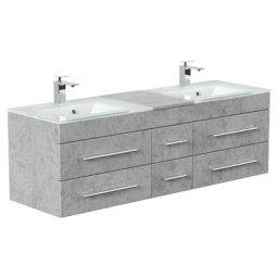 Meuble salle de bain VITRO XL double vasque en verre SoftClose aspect béton