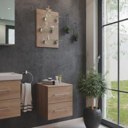 Ensemble de Meuble bas et une étagère murale en décor chêne