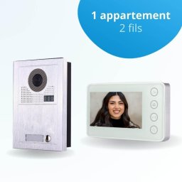 Portier interphone vidéo modern 2 fils - 1 appartement - 1 écran blanc