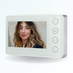 Station intérieure (écran) 4.3" coloris blanc pour interphone vidéo 2 fils
