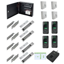 Kit complet de contrôle d'accès biométrique et badge - 4 portes