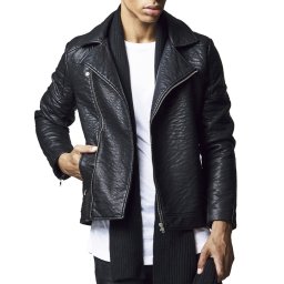 Veste hommes URBAN CLASSICS - Leather lmitation Biker - TB1440-black