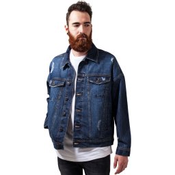 Veste hommes URBAN CLASSICS - Ripped Denim - TB1438-blue washed
