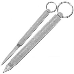 Kubotan argenté de défense 14cm - matraque métal